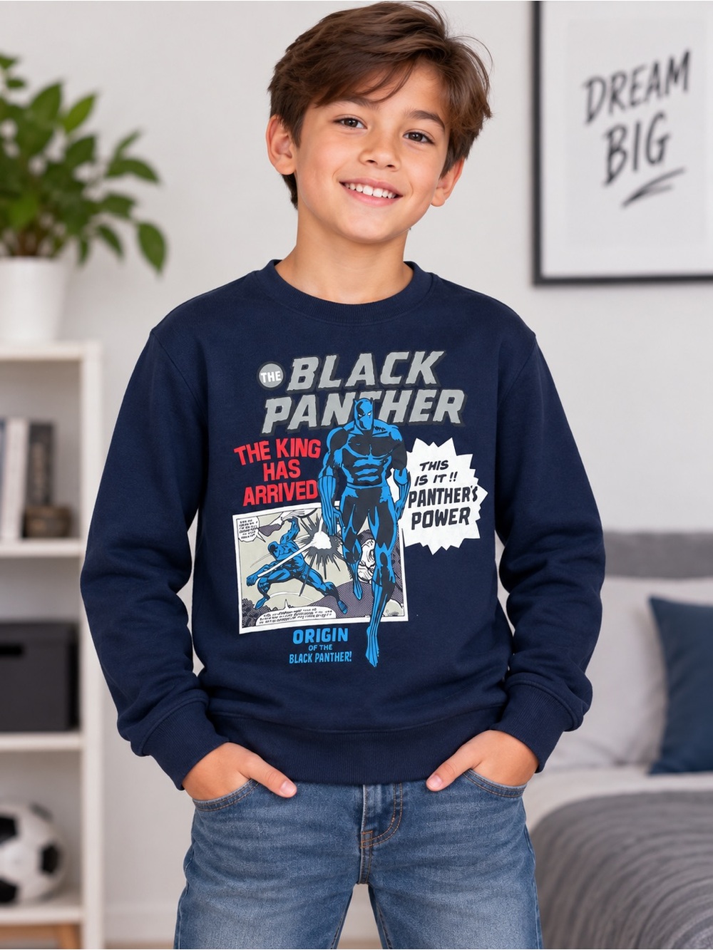 Marvel Black Panther Boys' Navy Blue Graphic Sweatshirt
